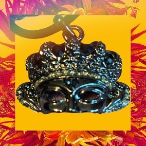 Hand Crafted Crown Mask Masquerade Necklace on Velvet Carnival Rio Regal